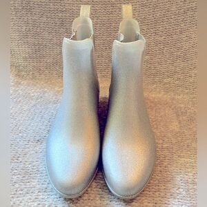 Sparkly Silver Chelsea Rain Boots J. Crew‎ Mercantile 9
